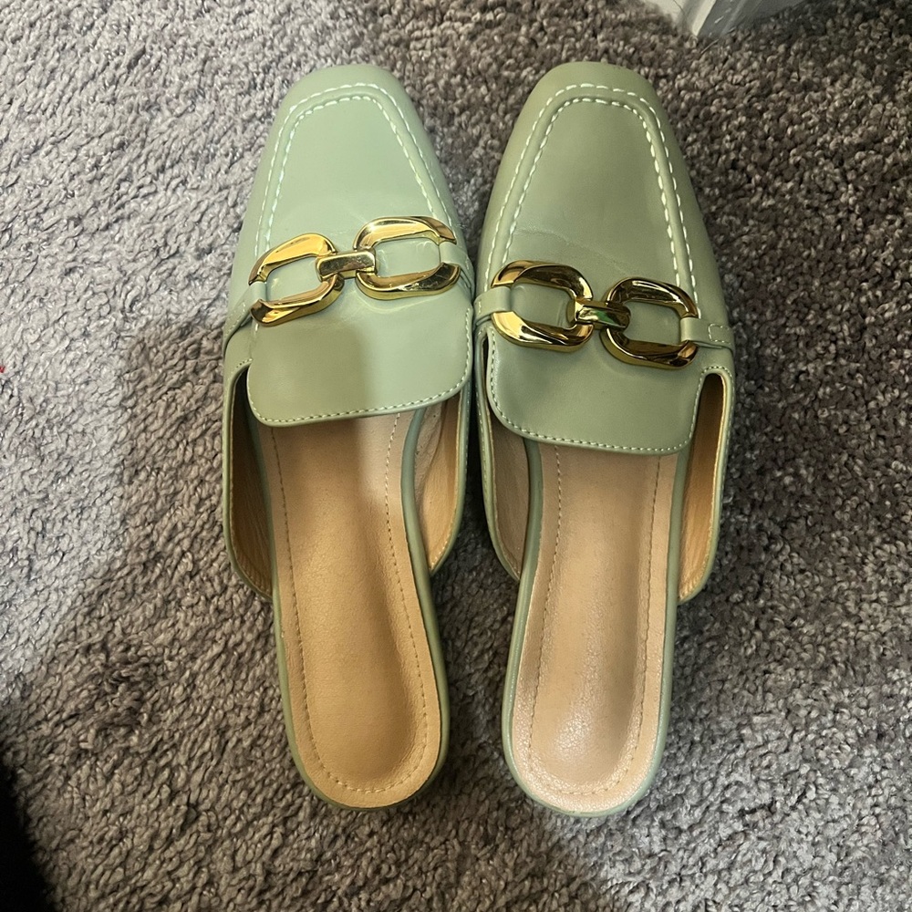 Light green mules